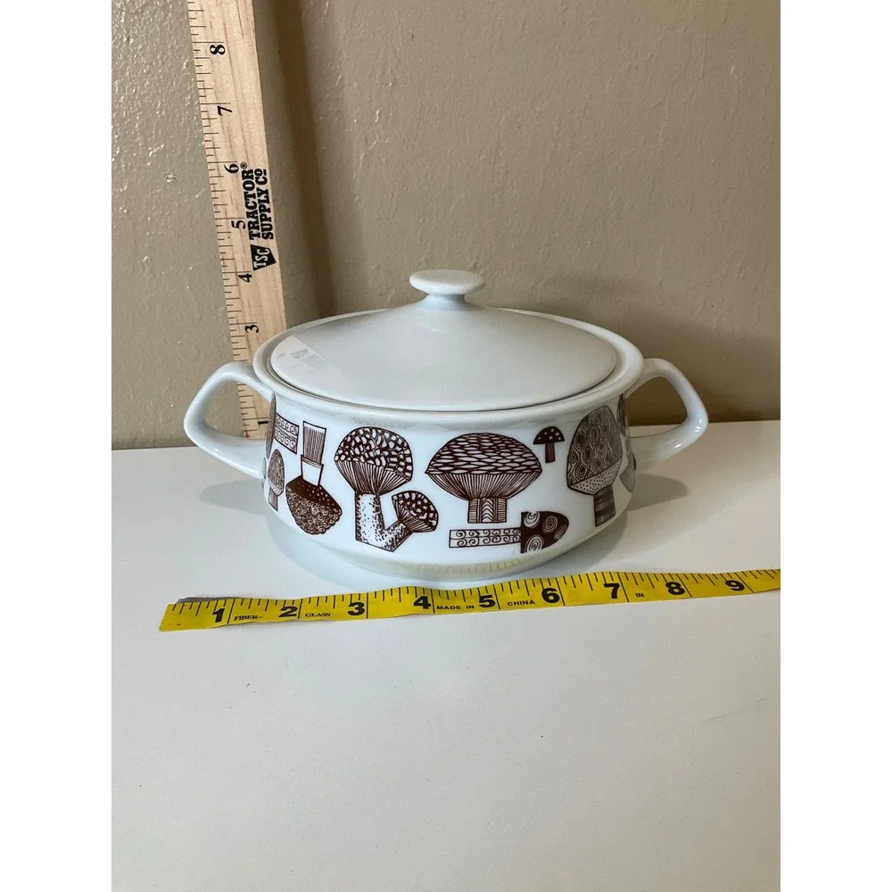 Vtg Mid Century KAJ Franck Arabia of Finland Mushroom Cermaic Covered Casserole